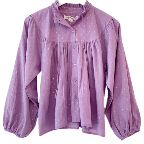 Emerson Fry Tops - Emerson Fry India Collection Emmaline Lavender Gold Dot Blouse size large